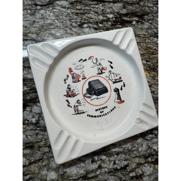 VTG Ceramic Ashtray History Of Communications Specialty Counselors Righton Dist. - Picture 8 of 9
